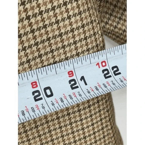 Izod Silk Blazer Sport Coat Suit‎ Jacket Men 43 R Houndstooth Tan Beige Brown